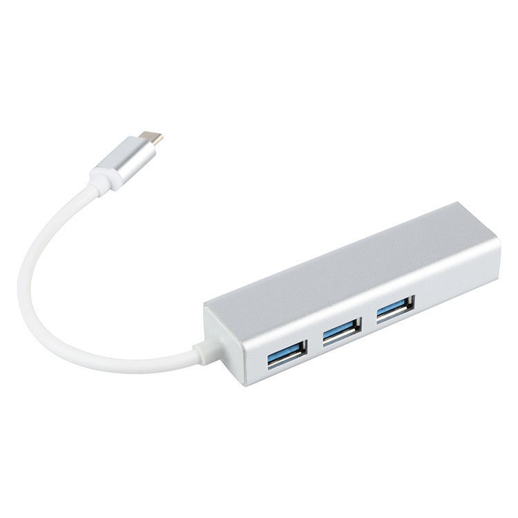 Aluminium Case 3 Ports RJ45 Ethernet USB Type C Hub
