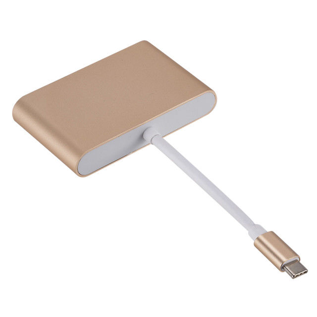 Gold Ultra Thin Powered 10Gbps 3 In 1 USB C HUB TPE Shell For Macbook