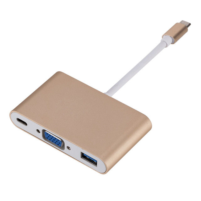 Macbook Gold Ultra Thin Powered 10Gbps 3 In 1 USB C HUB