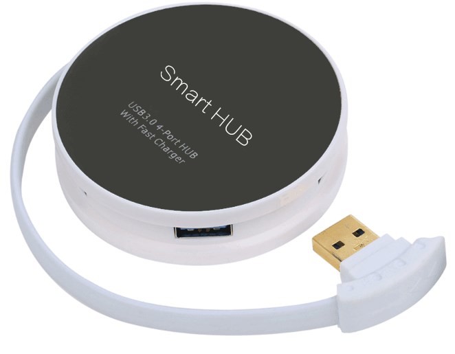 Fast Charging Smart Round Adapter 4 Ports USB HUB