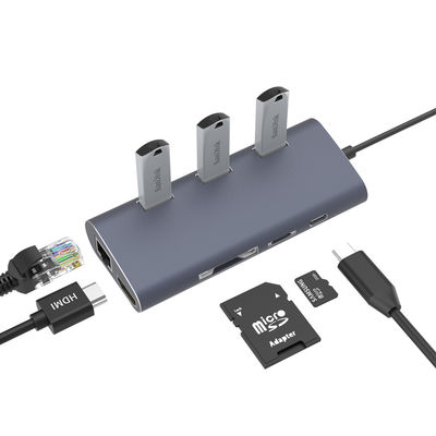 PC Laptop 8 In 1 2K 4K Multiple Usb C Port Hub